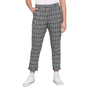 Hot Topic Black Grey Plaid Cropped Pants Women's Small